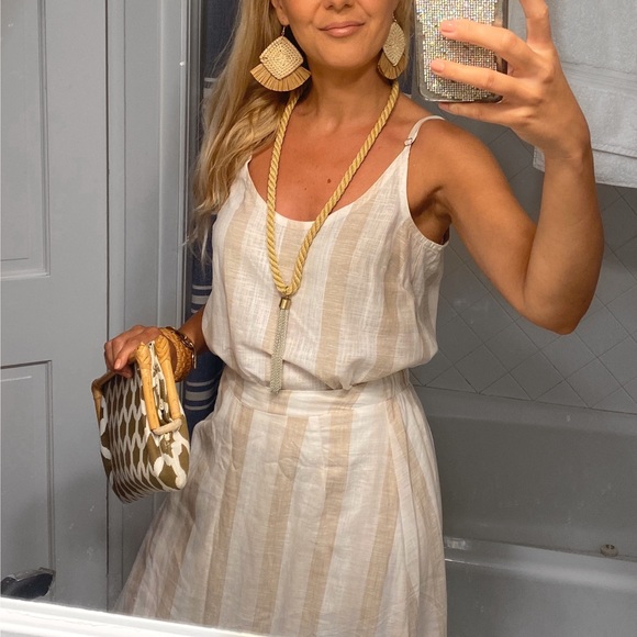 Splendid Dresses & Skirts - 🐚 SPLENDID TAN WHITE STRIPE HIGH WAIST MAXI SKIRT + CROPPED TOP 2-PIECE!